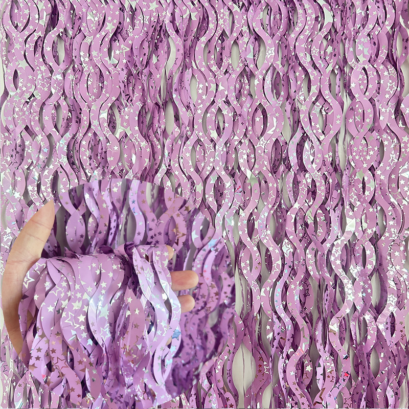 Ceramic Scimitar Foil Fringe Curtain 1*2m Purple Tinsel Curtain
