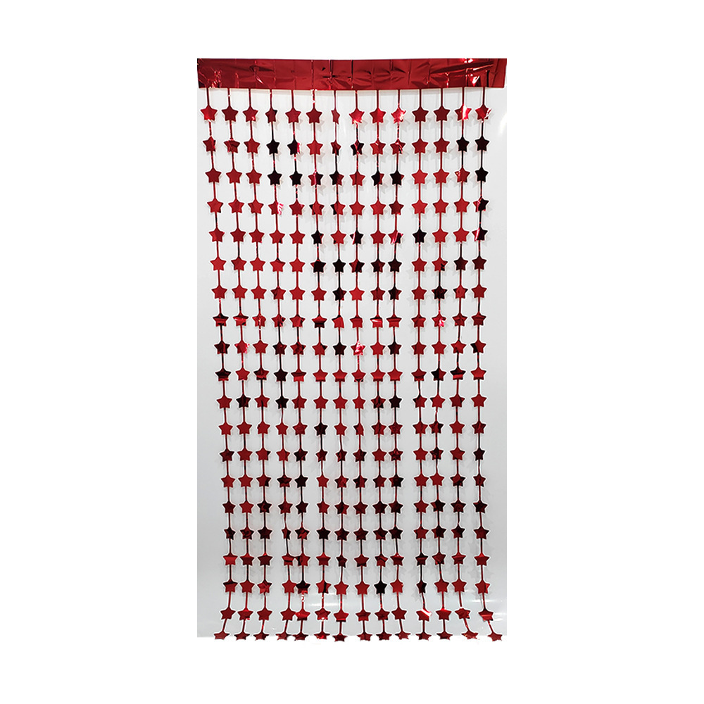 Light Star Shaped 1*2m Red Tinsel Curtain