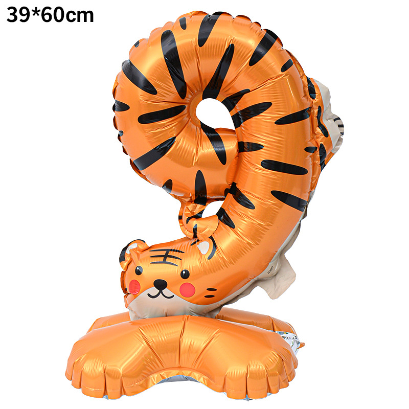 40 inch Animal Digital Standing Foil Balloon with Base Number 9