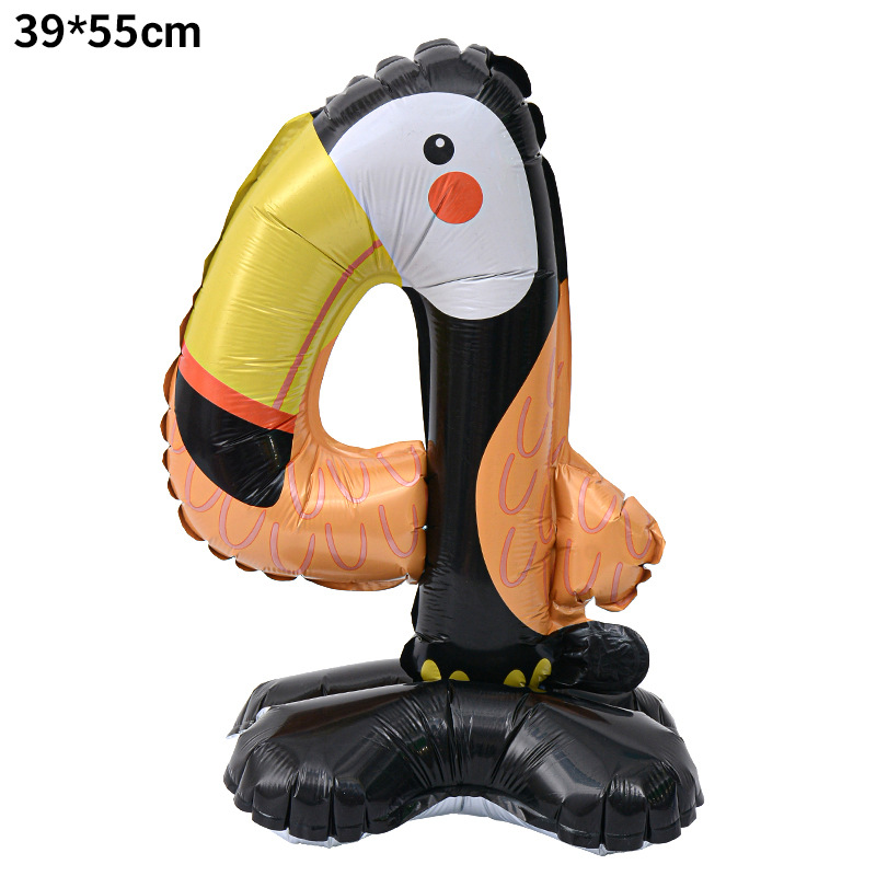 40 inch Animal Digital Standing Foil Balloon with Base Number 4
