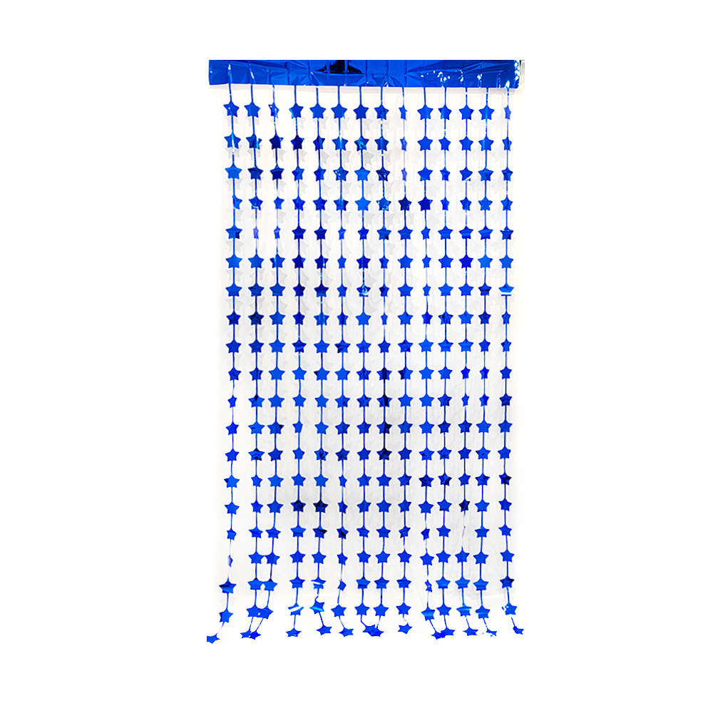 Light Star Shaped 1*2m Dark Blue Tinsel Curtain