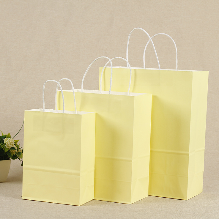 13*8*21CM Macaron Yellow Paper Handbag