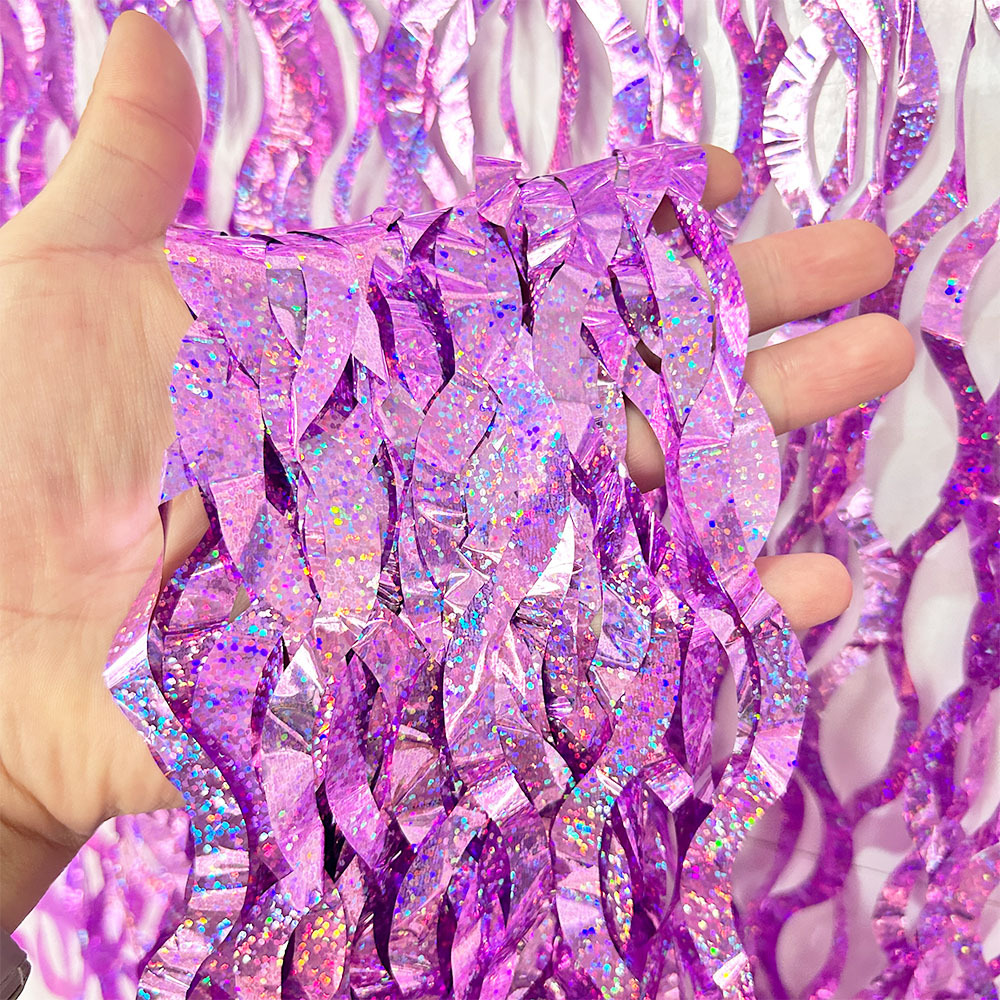 Laser Scimitar Foil Fringe Curtain 1*2m Pink Tinsel Curtain