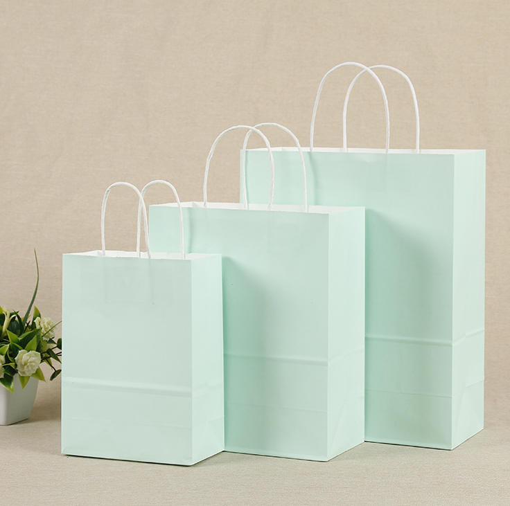 13*8*21CM Macaron Green Paper Handbag