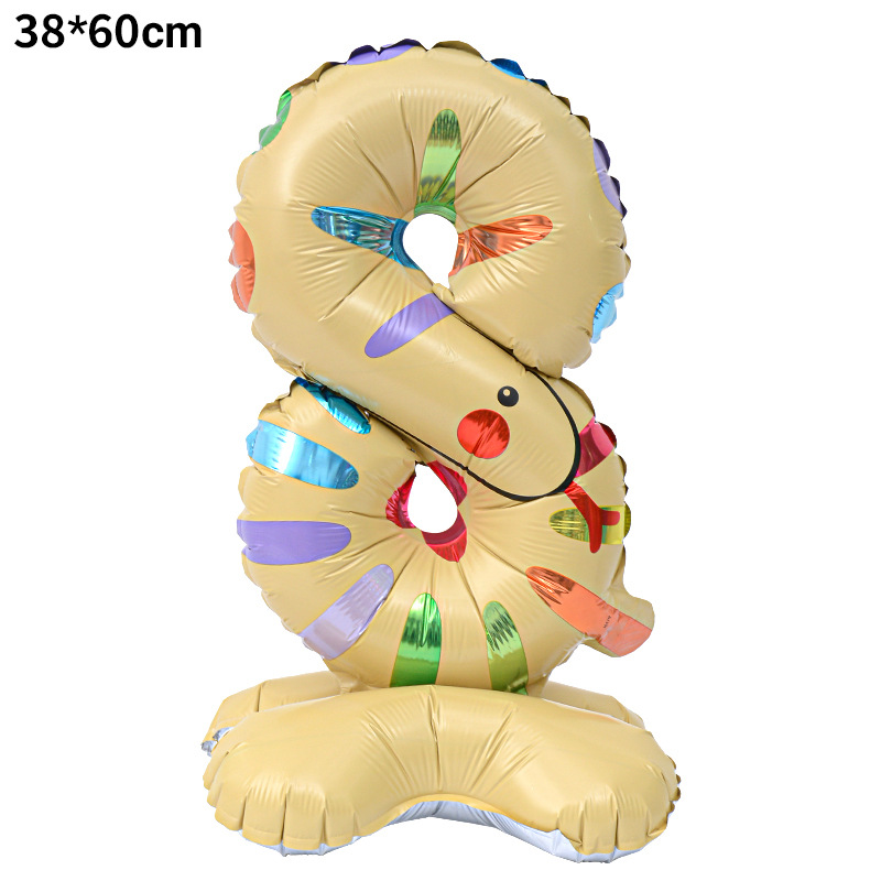 40 inch Animal Digital Standing Foil Balloon with Base Number 8