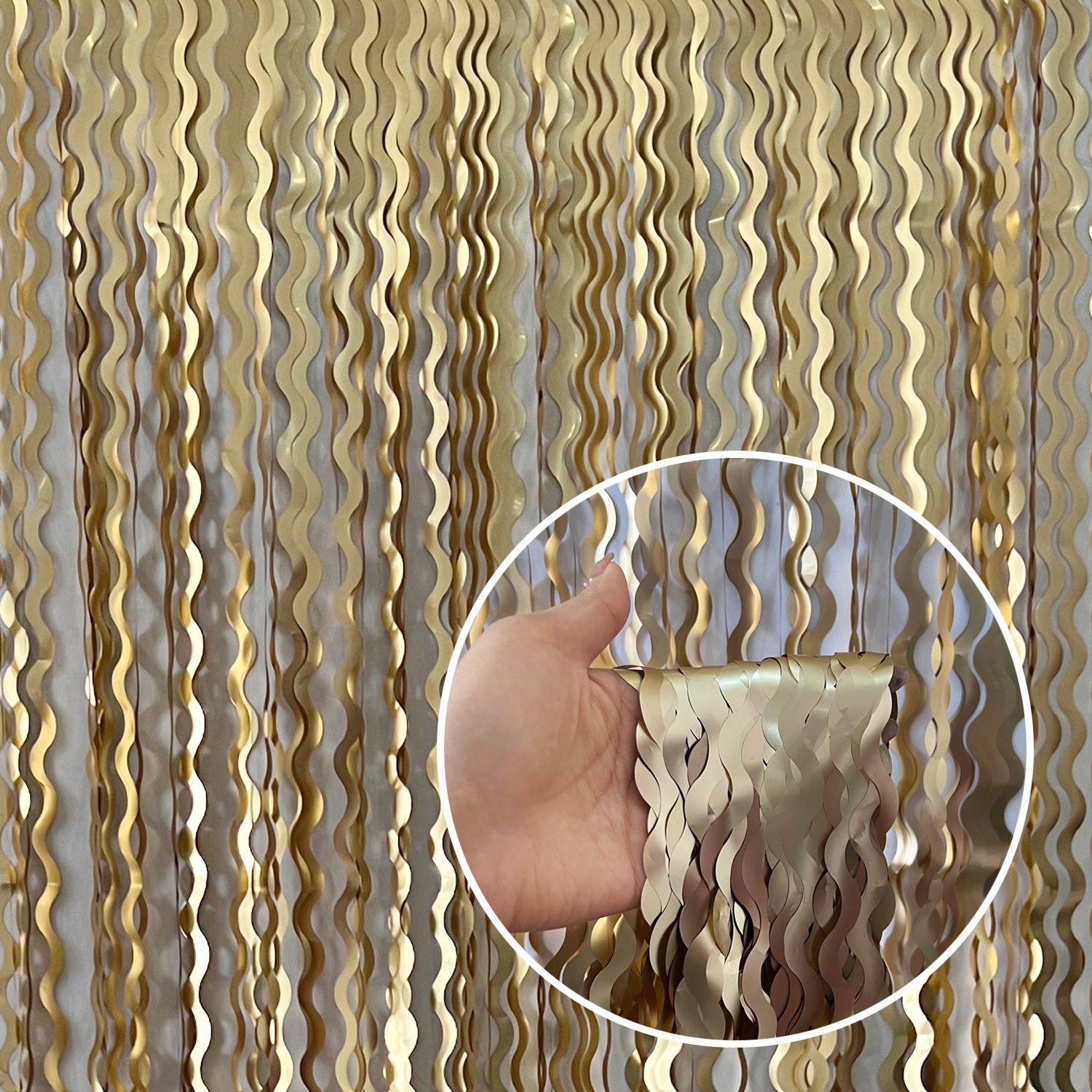 Matte Scimitar Foil Fringe Curtain 1*2m Gold Tinsel Curtain