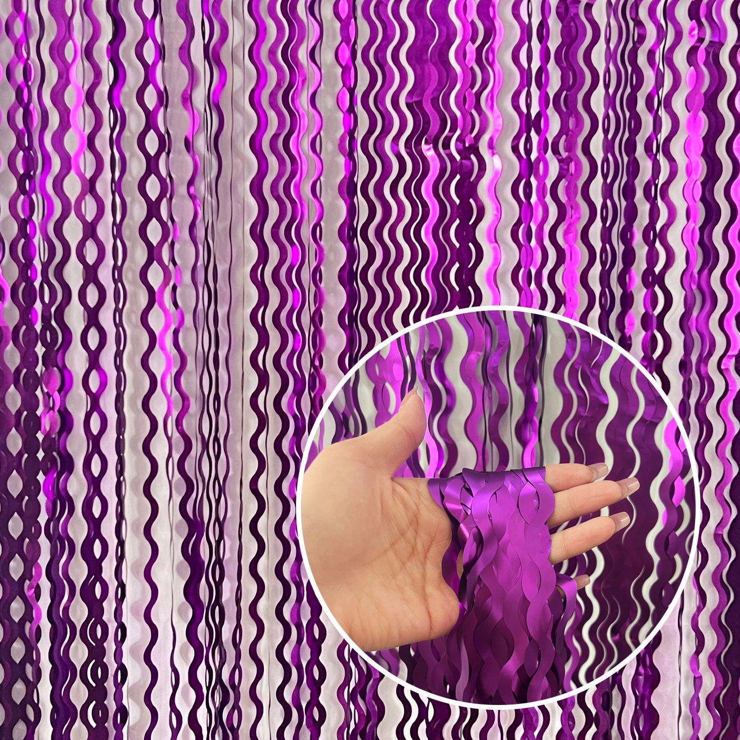 Matte Scimitar Foil Fringe Curtain 1*2m Purple Tinsel Curtain