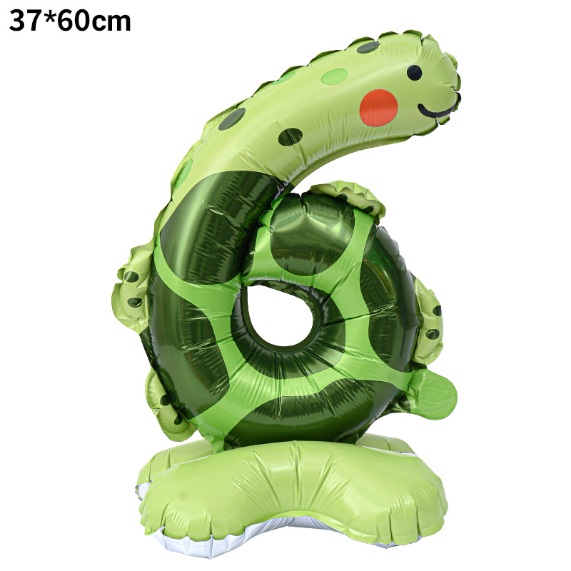 40 inch Animal Digital Standing Foil Balloon with Base Number 6