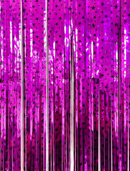 Tinsel Curtain Ink Full Sky Star Rose Red Tinsel Curtain