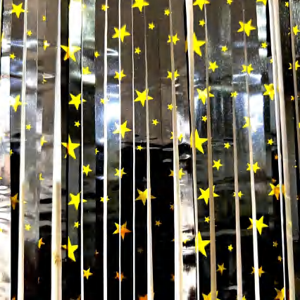 Tinsel Curtain Ink Full Sky Star Black Tinsel Curtain
