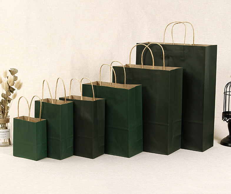 13*8*21CM Dark Green Paper Handbag