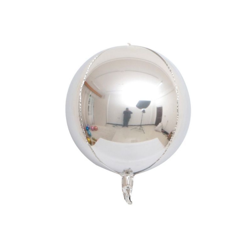 18 inch Silver 4D Sphere Shaped Foil Balloon