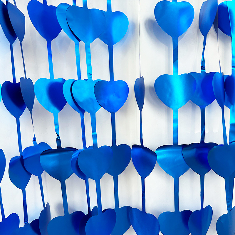 Matte Heart Shaped Series Dark Blue Tinsel Curtain
