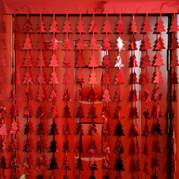 Light Christmas Tree Series Red Tinsel Curtain