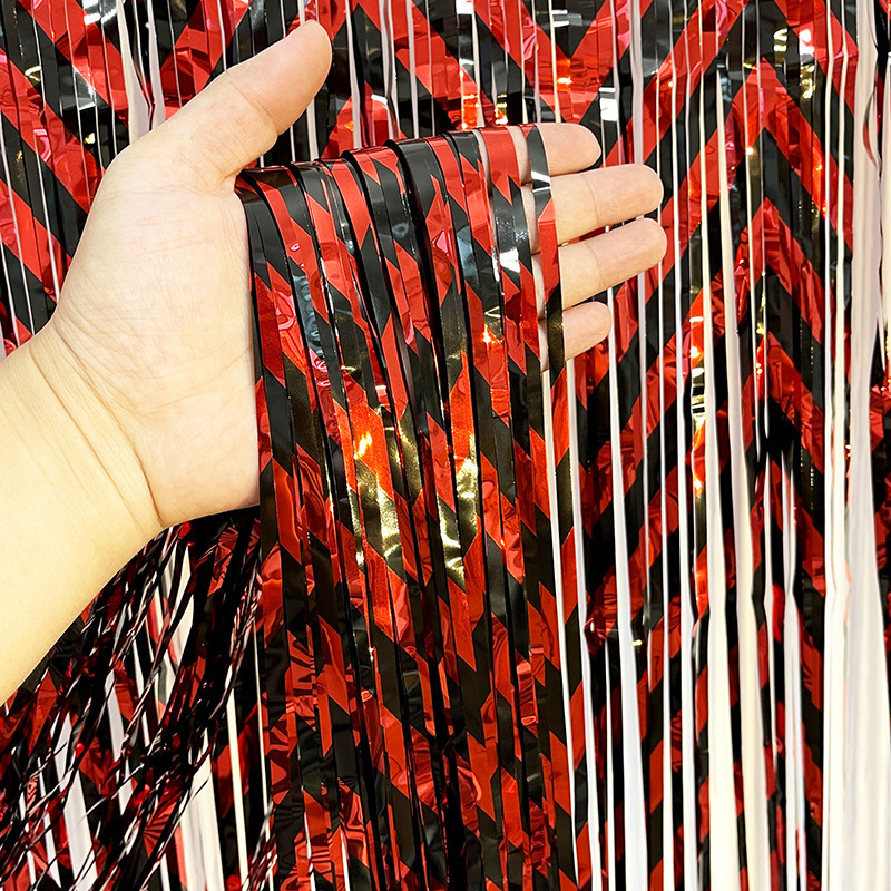 Tinsel Curtain W-graphical Series Red Tinsel Curtain