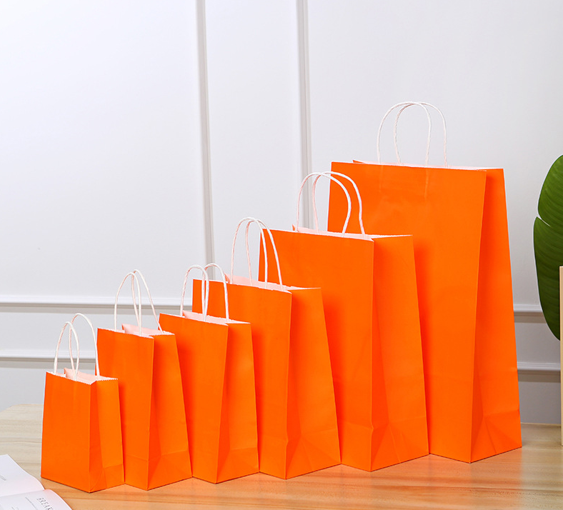 21*11*27CM Orange Paper Handbag