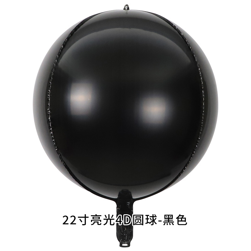 22 inch Black 4D Sphere Shaped Foil Balloon