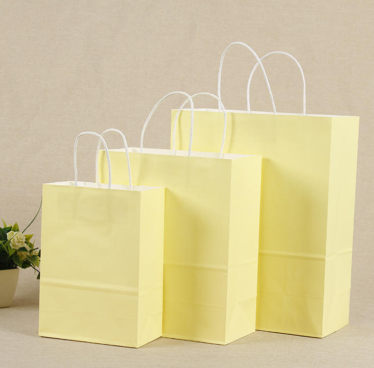 21*11*27CM Macaron Yellow Paper Handbag