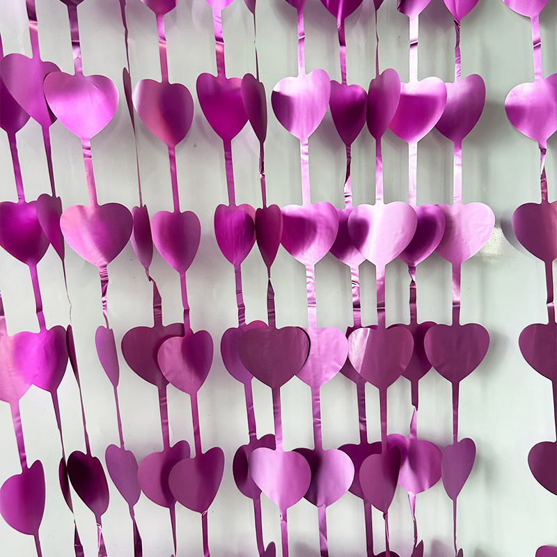 Matte Heart Shaped Series Light Purple Tinsel Curtain