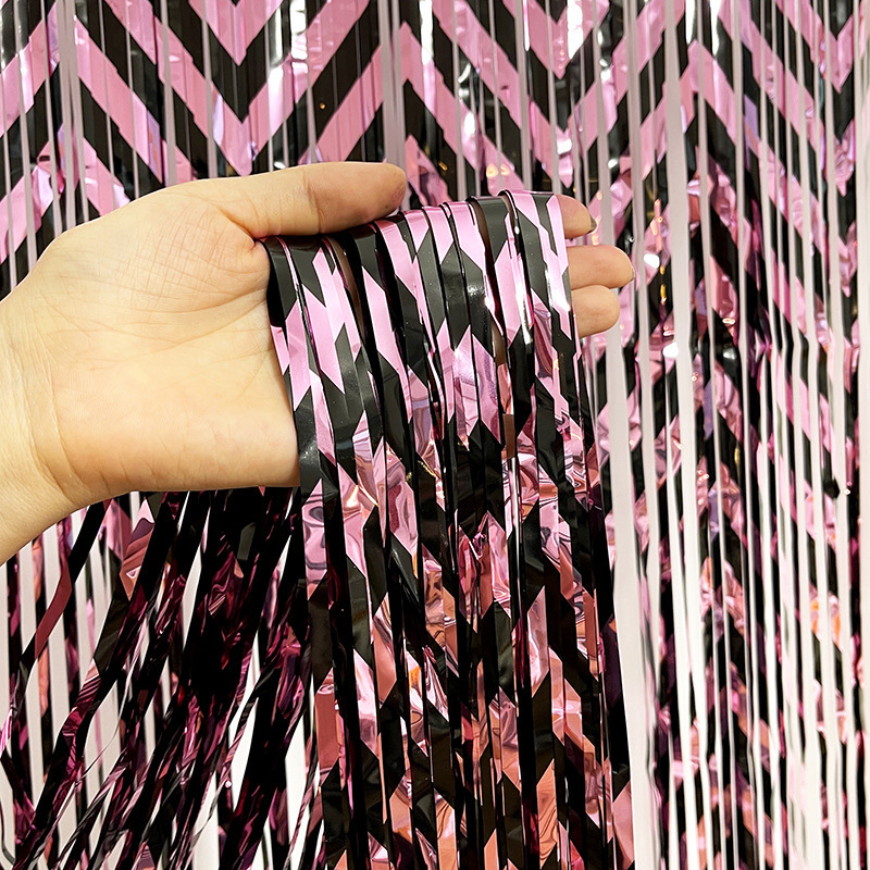 Tinsel Curtain W-graphical Series Pink Tinsel Curtain