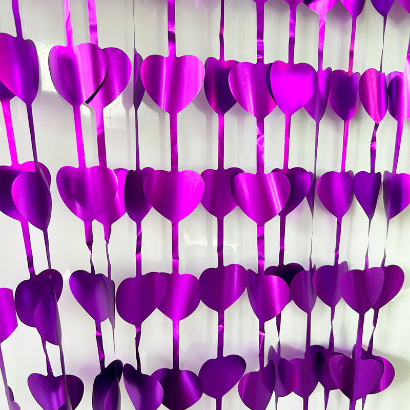Matte Heart Shaped Series Dark Purple Tinsel Curtain
