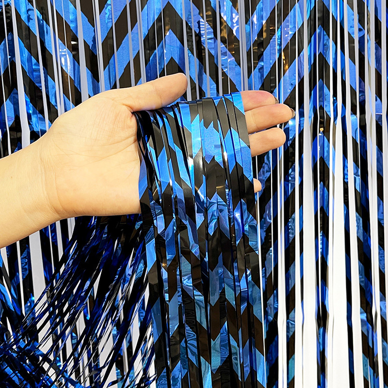 Tinsel Curtain W-graphical Series Blue Tinsel Curtain