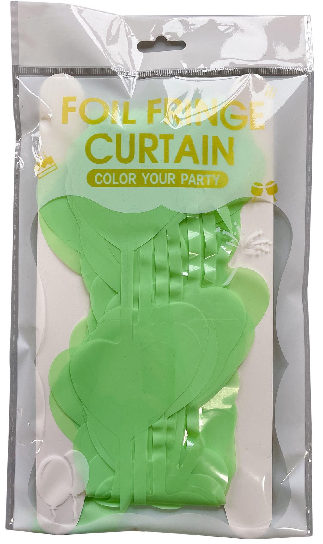 Makaron Heart Shaped Series Light Green Tinsel Curtain