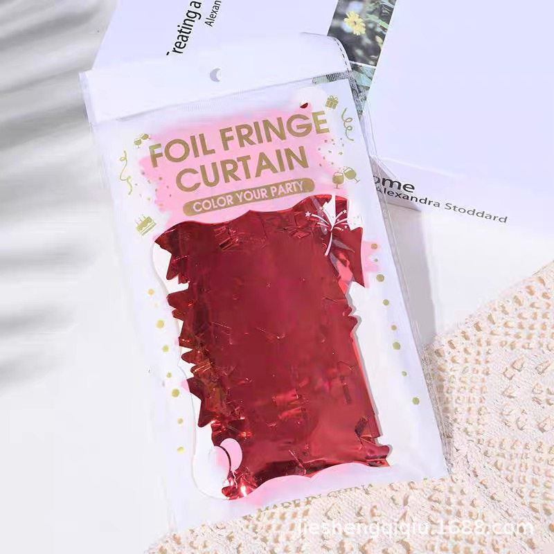 Light Star Shaped Series Red Tinsel Curtain