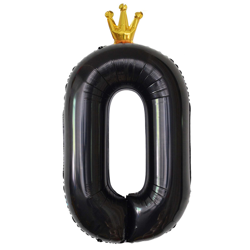40 inch US Version Black Crown Number 0 Balloon