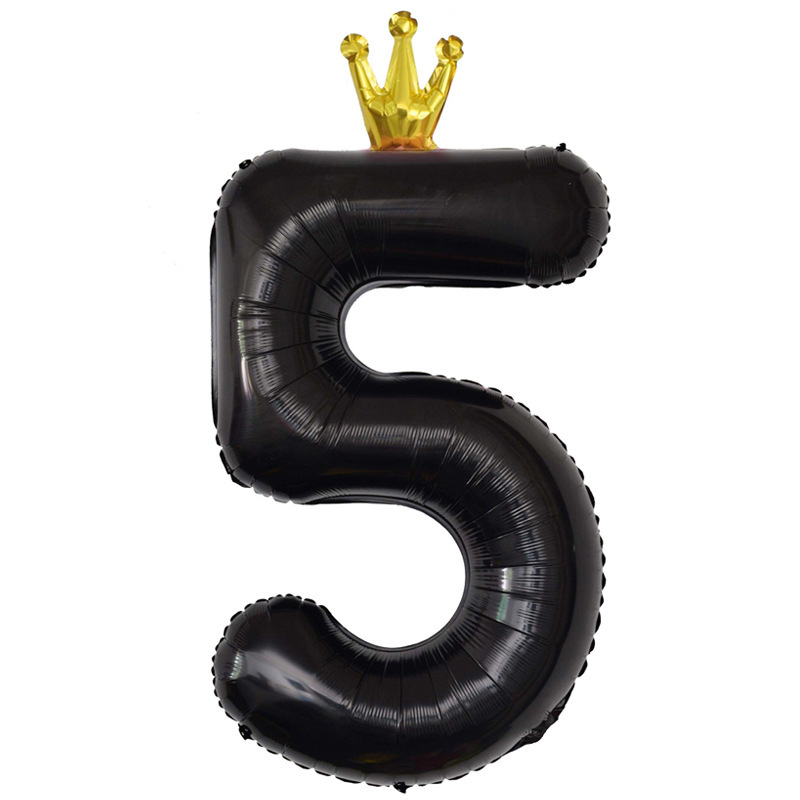40 inch US Version Black Crown Number 5 Balloon