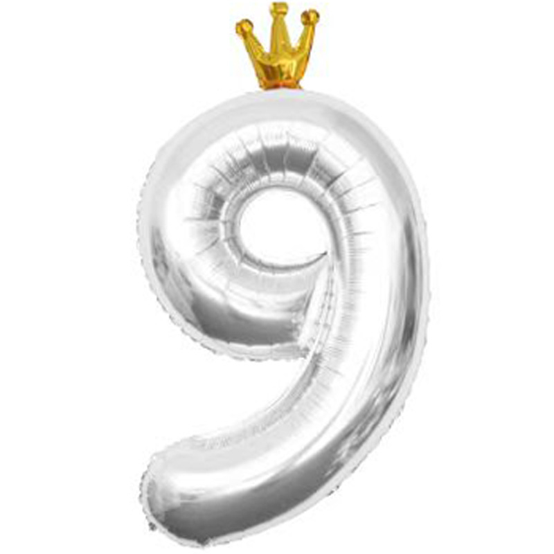 40 inch US Version Silver Crown Number 9 Balloon