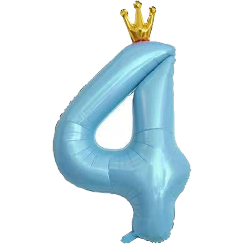 40 inch US Version Blue Crown Number 4 Balloon