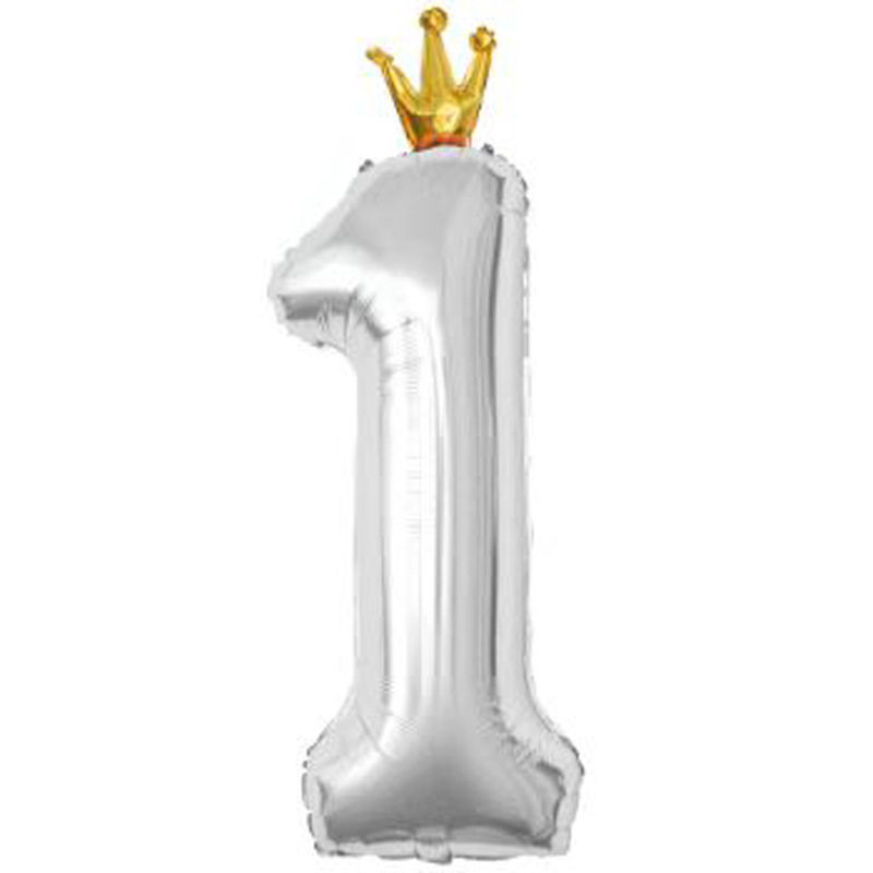 40 inch US Version Silver Crown Number 1 Balloon