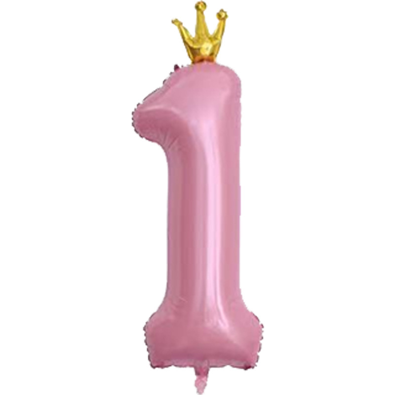 40 inch US Version Pink Crown Number 1 Balloon