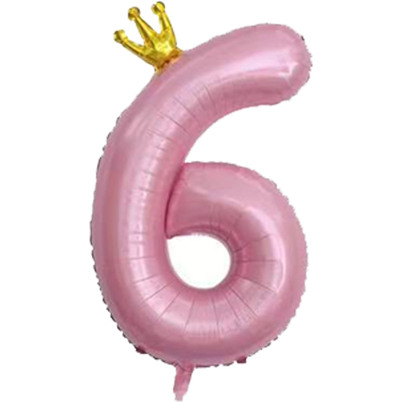 40 inch US Version Pink Crown Number 6 Balloon