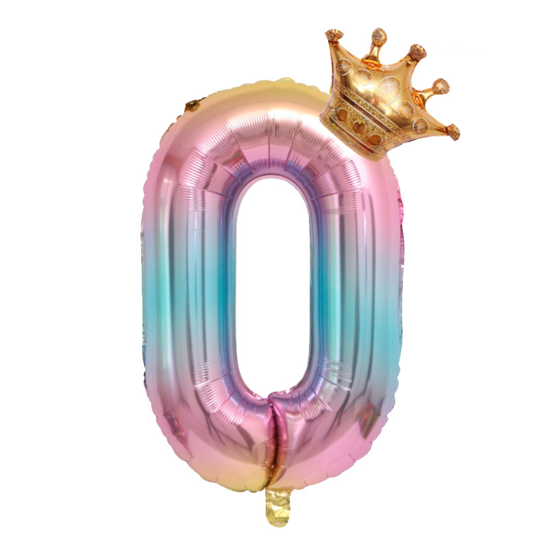 32 inch US Version Gradient Crown Number 0 Balloon