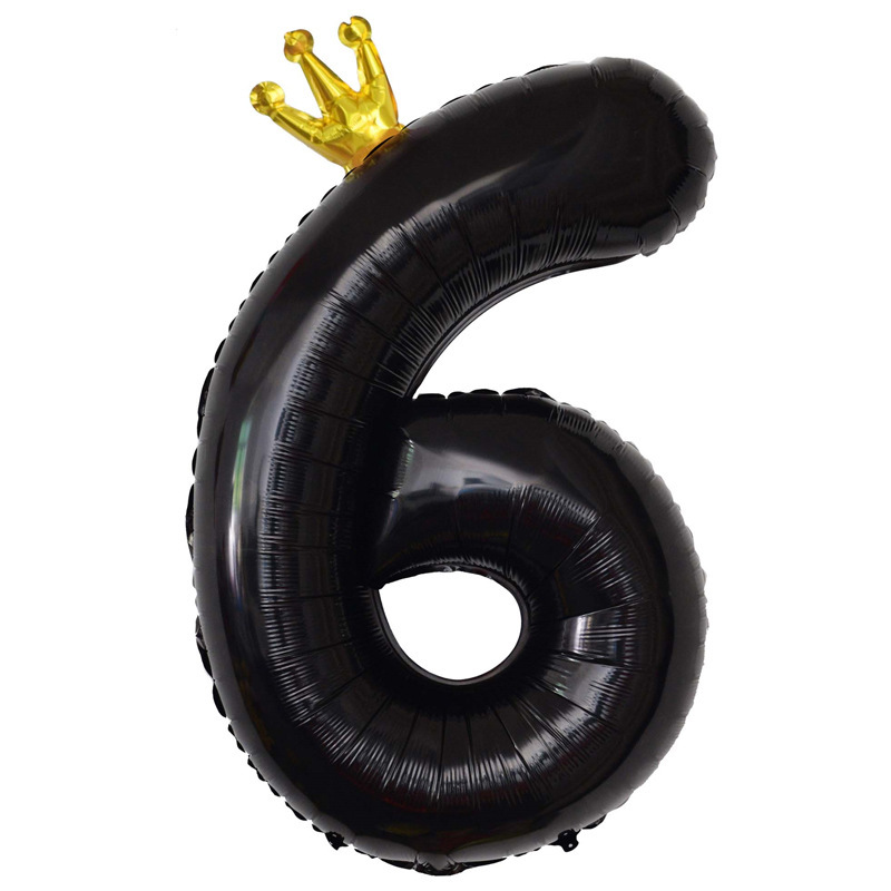 40 inch US Version Black Crown Number 6 Balloon