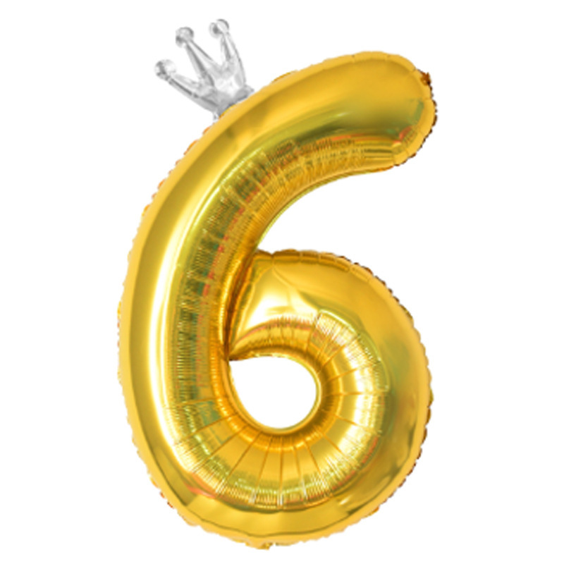 40 inch US Version Gold Crown Number 6 Balloon