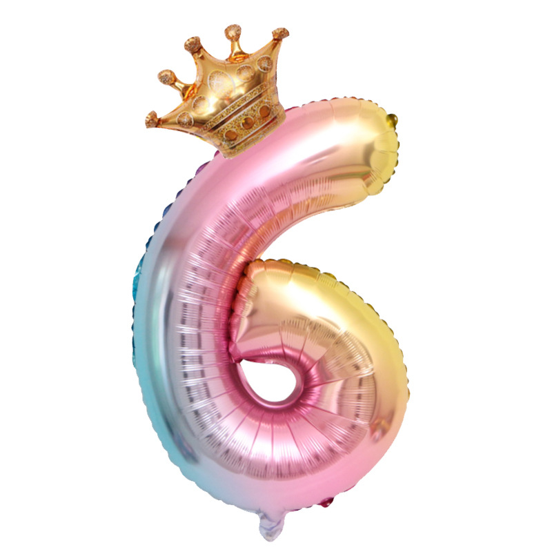 32 inch US Version Gradient Crown Number 6 Balloon