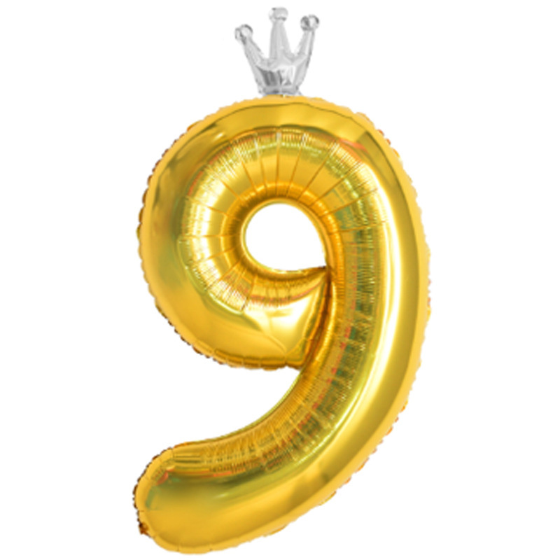 40 inch US Version Gold Crown Number 9 Balloon