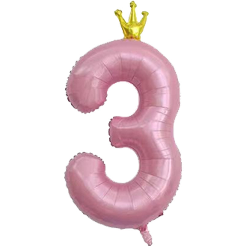 40 inch US Version Pink Crown Number 3 Balloon