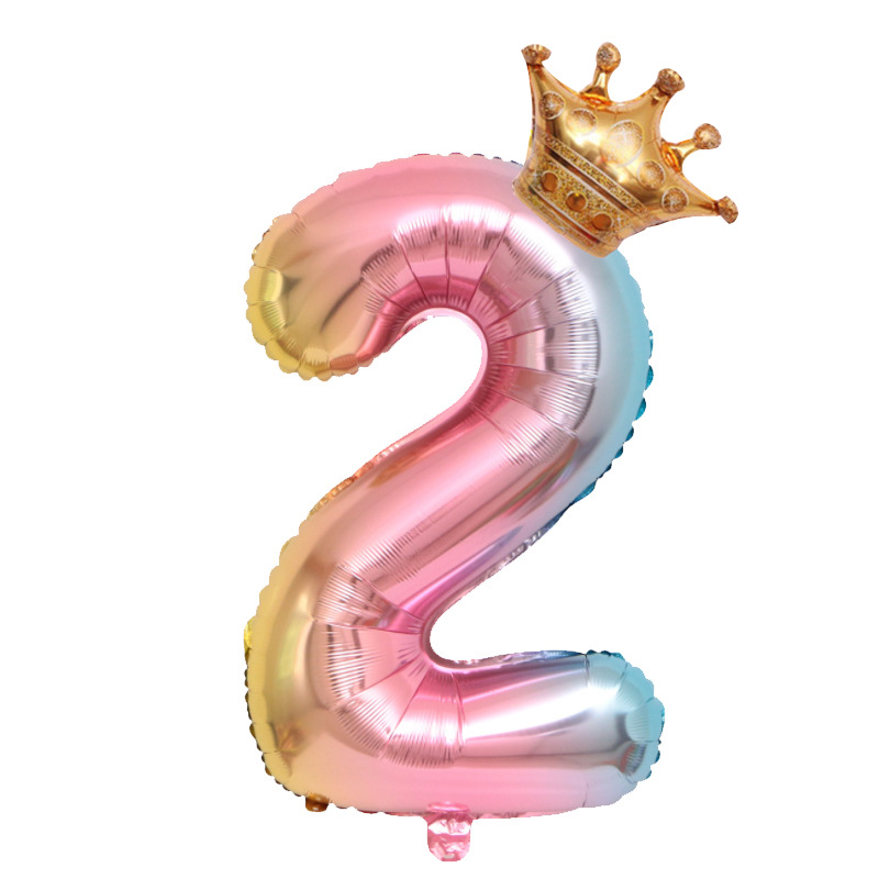 32 inch US Version Gradient Crown Number 2 Balloon