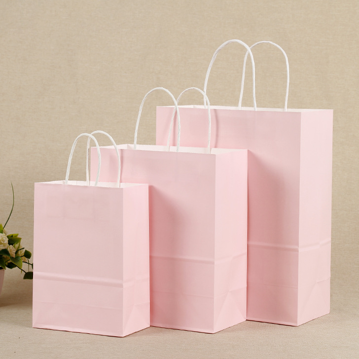 21*11*27CM Macaron Pink Paper Handbag