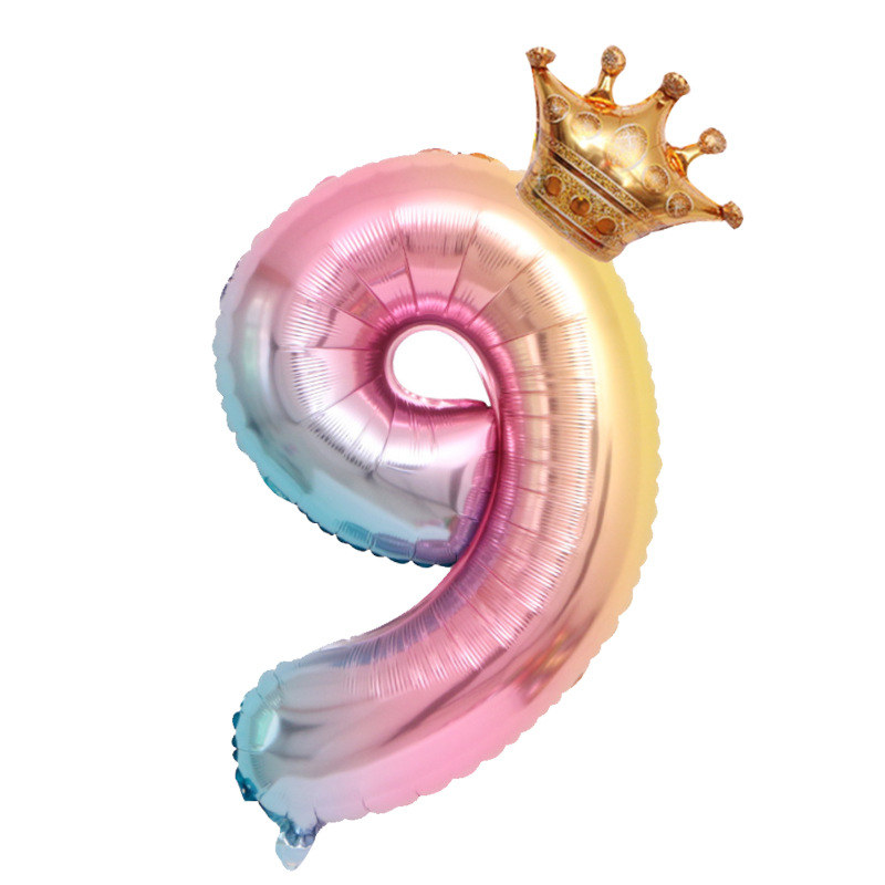 32 inch US Version Gradient Crown Number 9 Balloon