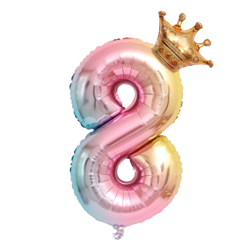 32 inch US Version Gradient Crown Number 8 Balloon