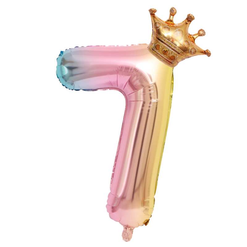 32 inch US Version Gradient Crown Number 7 Balloon
