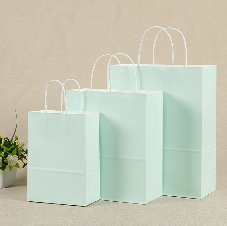 21*11*27CM Macaron Green Paper Handbag