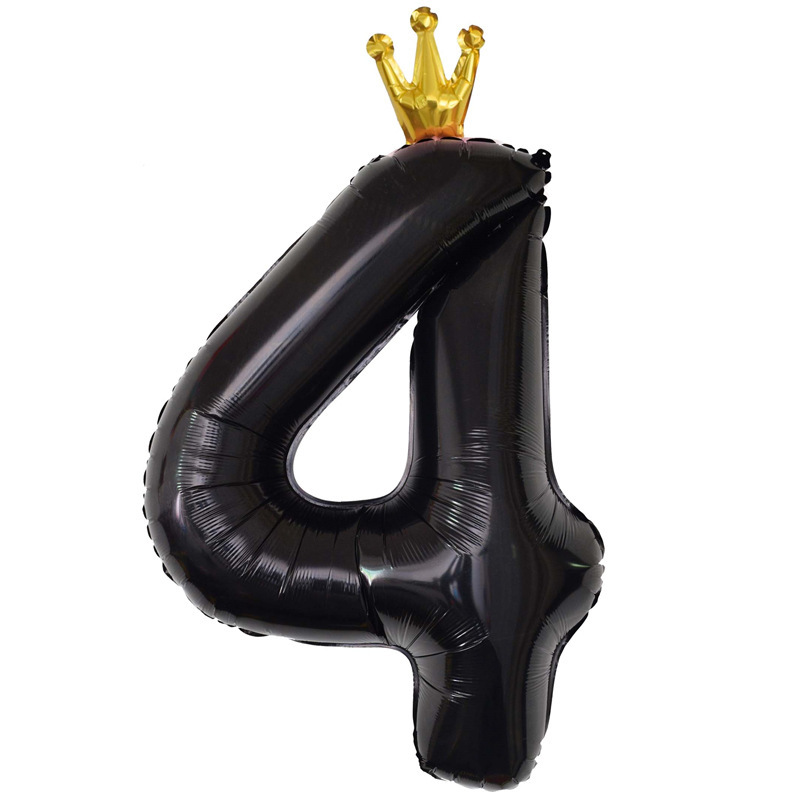 40 inch US Version Black Crown Number 4 Balloon