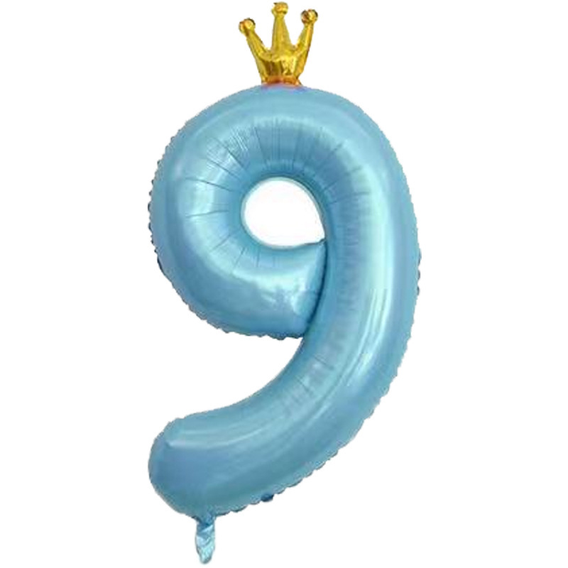 40 inch US Version Blue Crown Number 9 Balloon