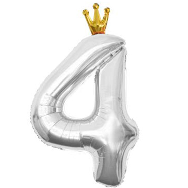 40 inch US Version Silver Crown Number 4 Balloon